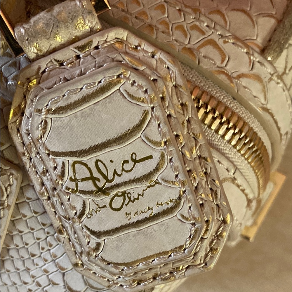 Alice & Olivia Elegant Snake-Embossed Handbag chain strap, coin bag & dust bag - Picture 2 of 15